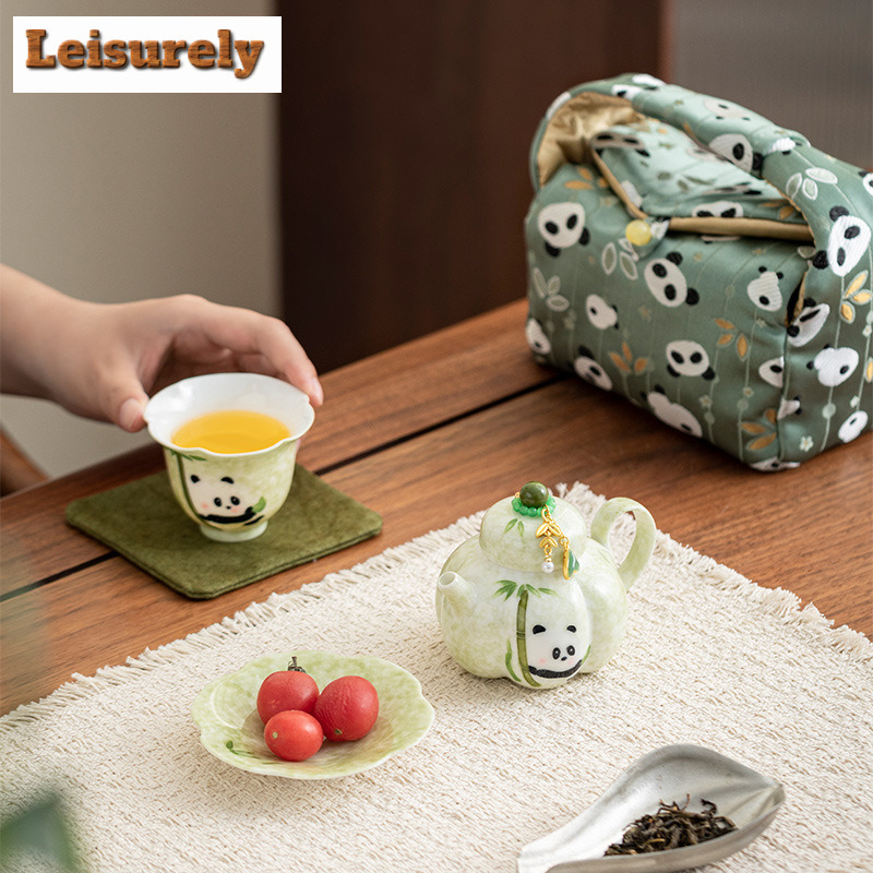 Hand-painted Panda Travel Tea  - огляд і ціна Korean Tea Set