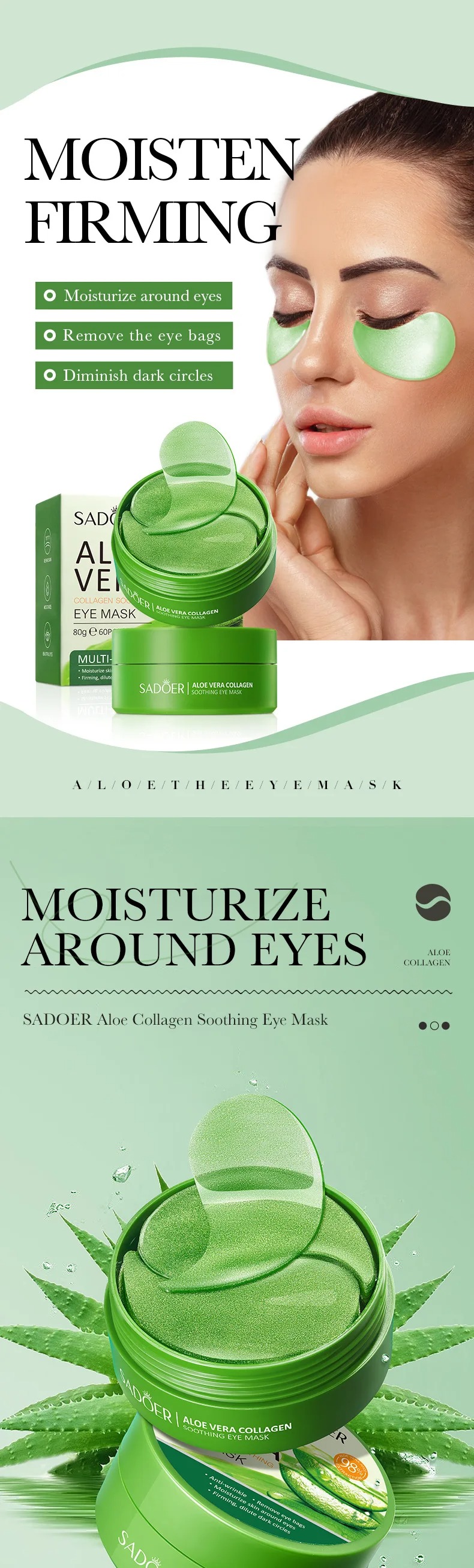 60pcs Aloe Vera Collagen Eye M - огляд і ціна Sheet Mask Collagen