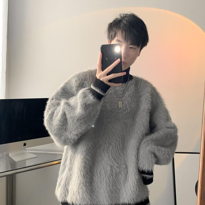 Fur Collar Pullovers Estampado - огляд і ціна Korean Men Lifestyle